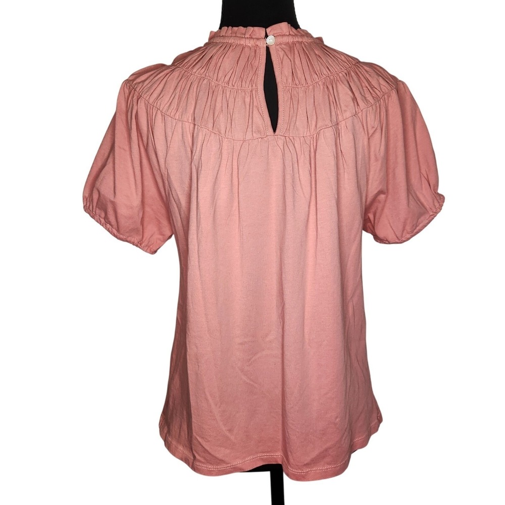 J.CREW Smock Neck Shirt Womens XS Pink Orange Cotton Summer Blouse Feminine - Picture 2 of 8